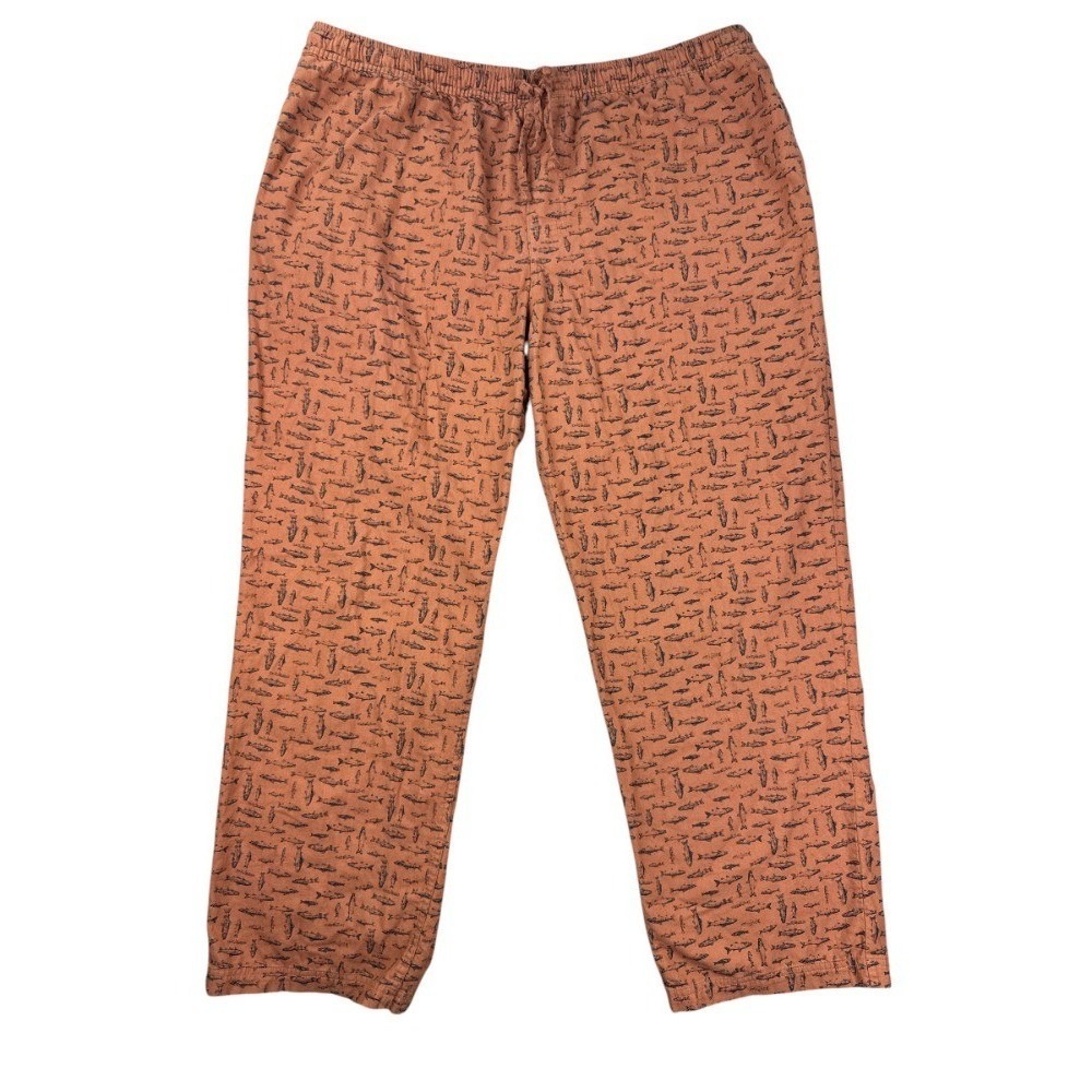 Eddie Bauer Lounge Pants Orange Fish Trout All Over Print Cotton Blend XXL - Picture 7 of 7